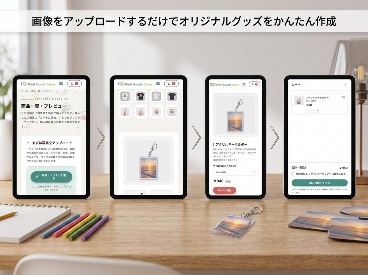 【保存版】Print Goods Storeのおすすめの使い方！画像をアップロードするだけでグッズ一覧が完成・簡単購入♪
