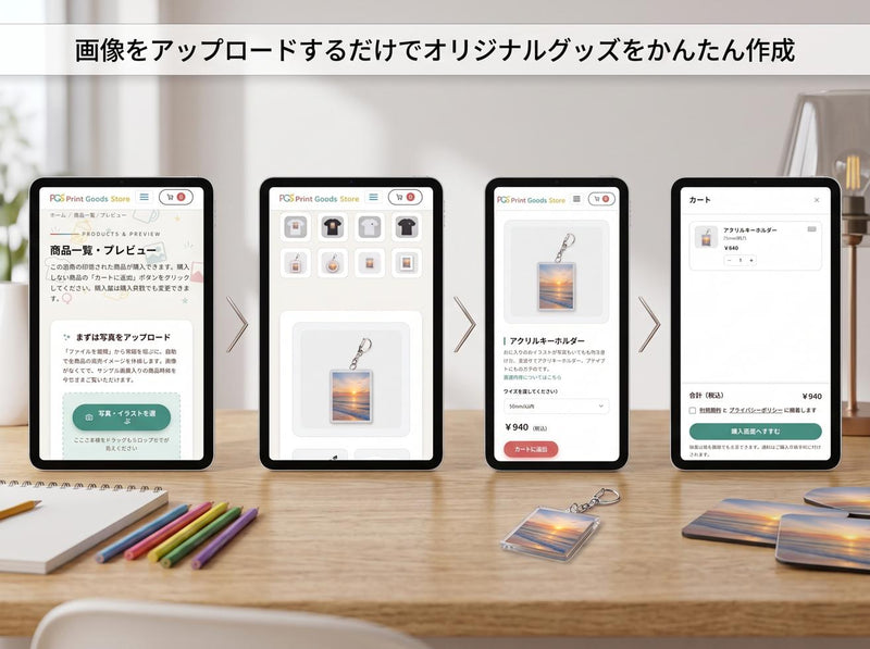 【保存版】Print Goods Storeのおすすめの使い方！画像をアップロードするだけでグッズ一覧が完成・簡単購入♪